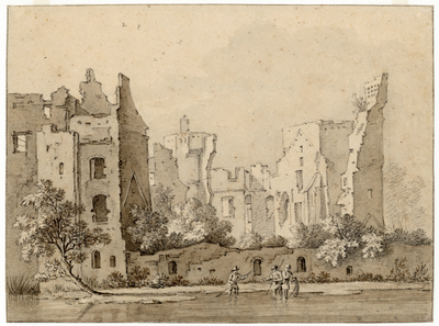 201329 Gezicht op de ruïne van het kasteel De Haar bij Haarzuilens uit het oosten.N.B. De gemeente Haarzuilens is per 1 ...